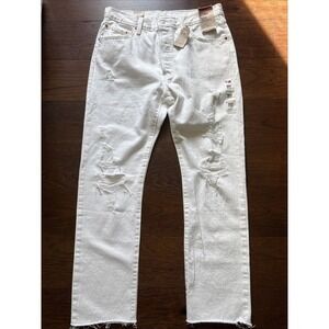 Levi's 501‎ Womens Original Distressed Straight Leg Jeans Size 32 White NEW